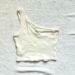 Off-White One Sleeve Crop Top BARLEY WORN Small
Plain White Tank Top One Sleeve